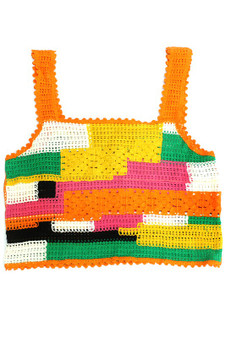 Crochet Block Color Crop Top