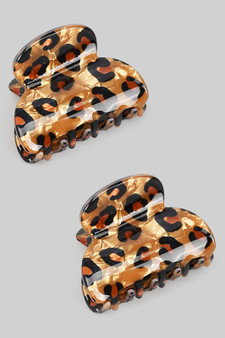 Two Piece Mini Leopard Hair Claw Set
