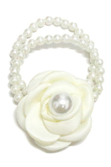 Mesh Flower Pearl Hair Tie