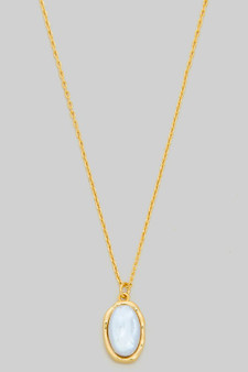 Organic Oval Pearl Pendant Brass Necklace