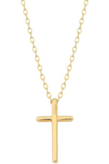 Brass Necklace With Cross Pendant.