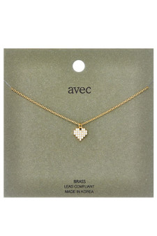 Rhinestone Pixel Heart Pendant Necklace