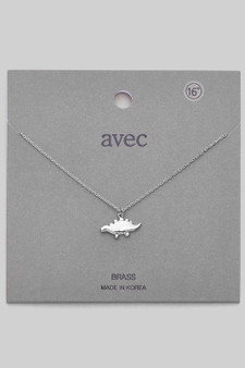 Dainty Brass Stegosaurus Pendant Necklace