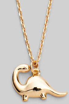 Dainty Brass Brachiosaurus Pendant Necklace