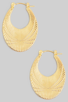 Ridged Stainless Steel Hoop Earrings