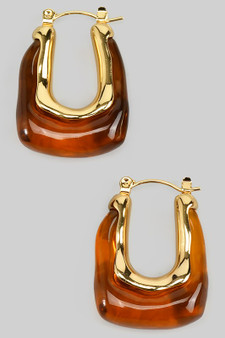 Rectangular Acrylic Resin Hoop Earrings
