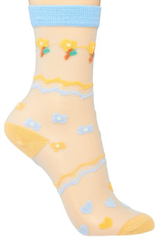 Nylon Floral Ankle Socks