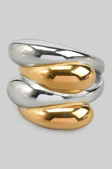 Stainless Steel Two Tone Bulb Stack Ring