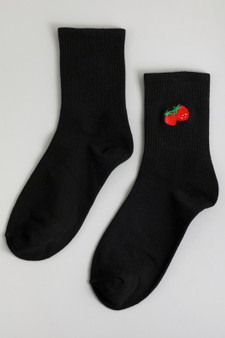 Strawberry Embroidered Socks