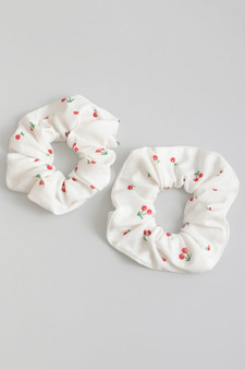 Two Piece Cherry Hair Scrunchie Set