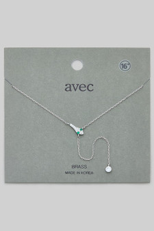 Brass Cz Pave Snake Charm Y Shape Necklace