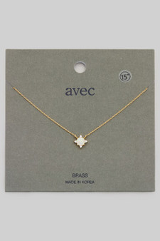 Brass Stone Cz Starburst Charm Dainty Necklace 