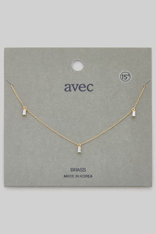 Five Tiny Cz Baguette Charmed Brass Necklace