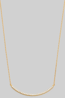 Cz Pave Curve Bar Pendant Necklace