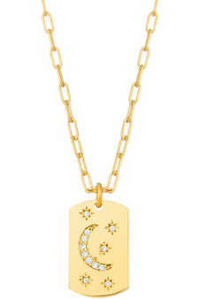 Crescent Moon Pendant Dainty Necklace - #93863-0