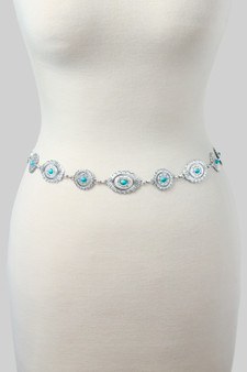 Western Concho Turquoise Stone Chain Belt