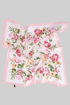Colorful Rose Print Silky Square Scarf