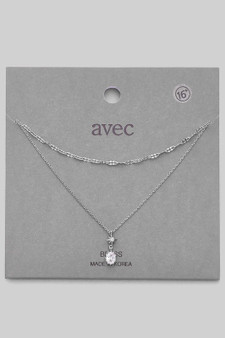 Brass Layered Necklace With Cz Pendant