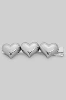 Three Puff Heart Hair Clip