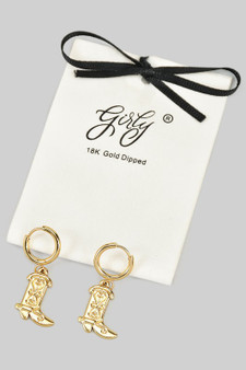 18K Gold Dipped Huggies With Boot Charm