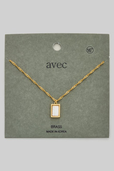 Rectangle Mop Pendant Twist Chain Necklace