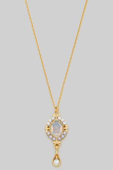 Cz Color Stone And Pearl Pendant Necklace