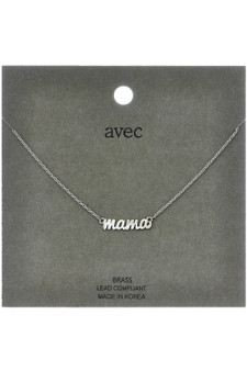 Brass Mama Script Pendant Necklace 
