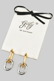 18K Gold Dipped Two Tone Chain Hoops