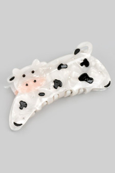 Marbled Acrylic Studded Cow Hair Clip