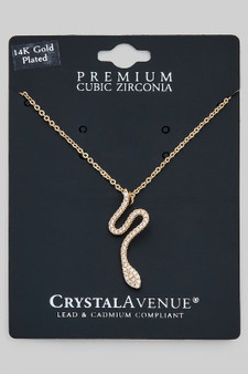 14K Gold Plated Cz Snake Pendant Necklace