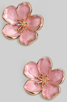 Lacquered Flower Post Earrings