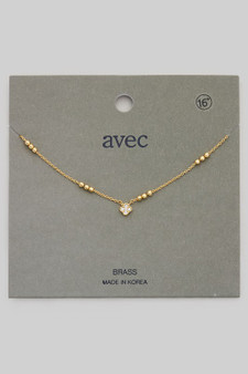 Brass Dainty Cz Pave Clover Charm Necklace 