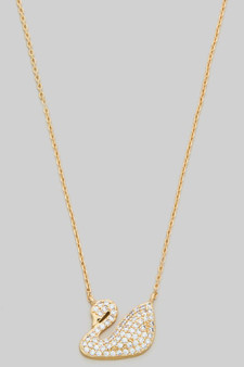 Cz Pave Swan Pendant Necklace