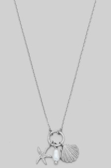 Shell Pearl And Starfish Charm Necklace