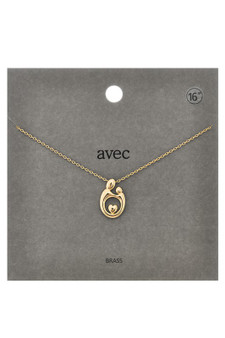 Brass Mom And Baby Pendant Necklace