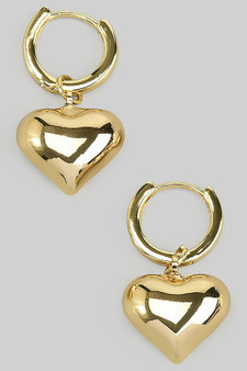 Puff Heart Charm Huggies