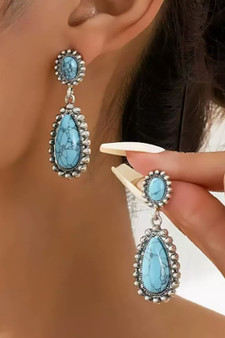 Studded Stone Teardrop Earrings