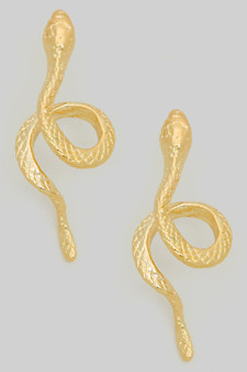 Scaled Brass Snake Drop Earrings