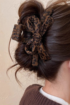 Velvety Leopard Print Hair Clip With Bows