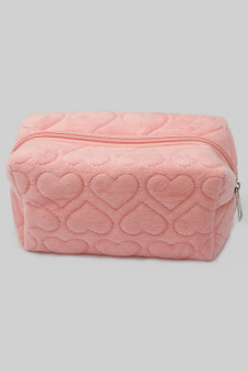 Faux Fur Heart Pattern Makeup Pouch