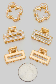 Six Piece Clover Geo Mini Hair Clip Set