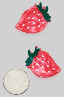 Mini Marbled Acrylic Strawberry Hair Clip Set