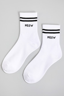 Meow Striped Ankle Socks