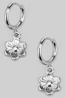 Stainless Steel Sakura Charm Huggies