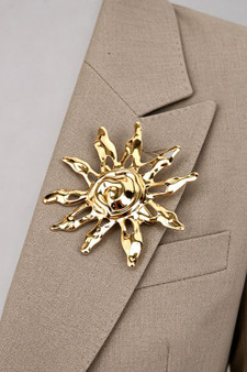 Textured Spiral Sun Brooch Pin