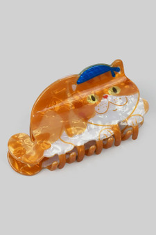 Marbled Acrylic Cat With Bandana Hair Clip