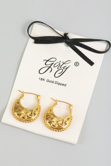 Ornate Butterfly 18K Gold Dipped Hinge Hoops