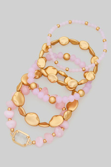 Five Piece Glass Ccb Acrylic Stretch Bracelet