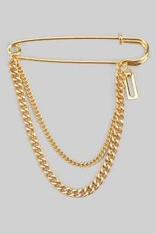 Safety Pin Layered Chain Brooch