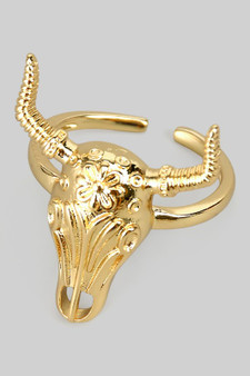 Bull Skull Brass Ring